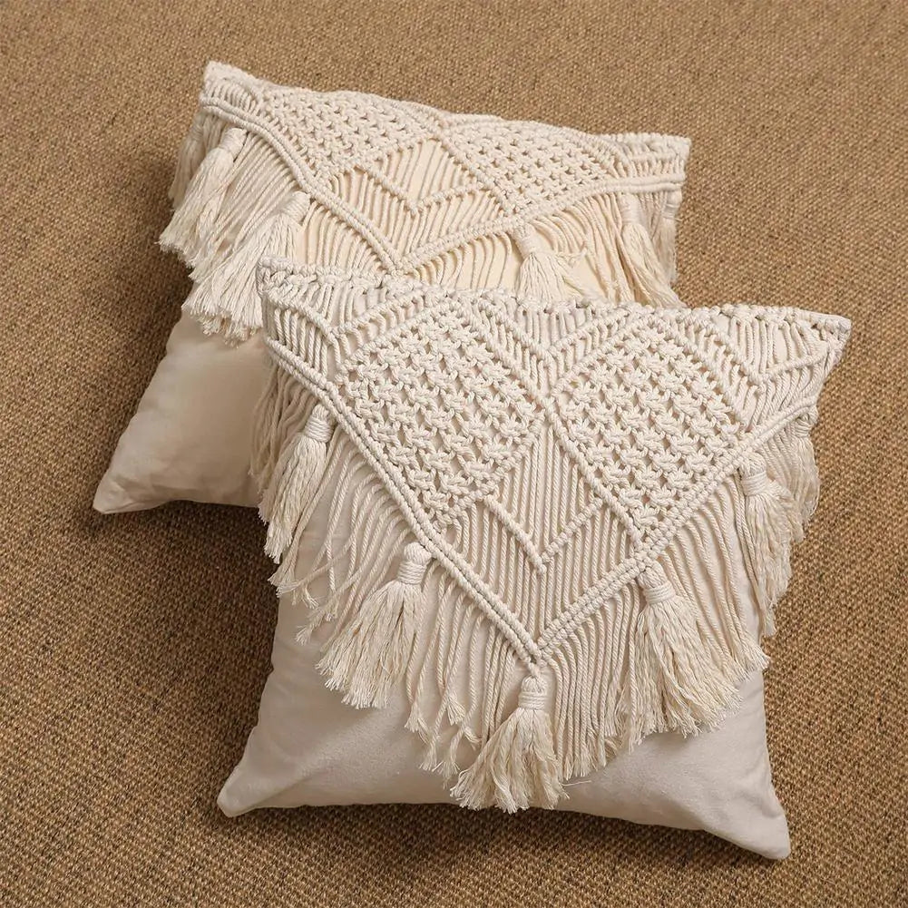 Cotton Linen Macramè hand-woven pillow cover